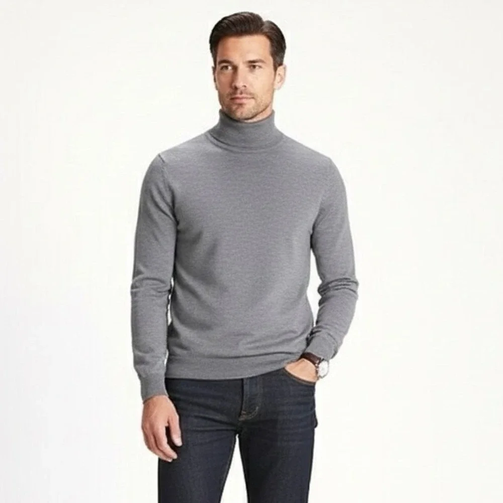 NWT Banana Republic Italian Merino Solid Turtleneck Sweater Grey Classic SizeXXL